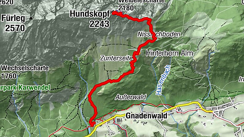 Gnadenwald - Hinterhornalm - Hundskopf