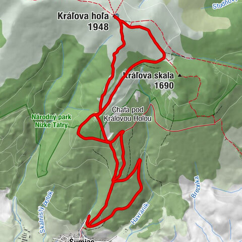 Šumiac - Predné sedlo - Chata pod Kráľovou Hoľou - Kráľova hoľa