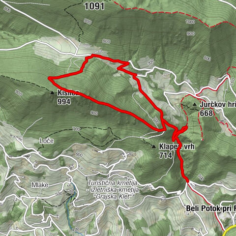 Vojnik - Lindeški slap - Špičasti vrh - Kislica