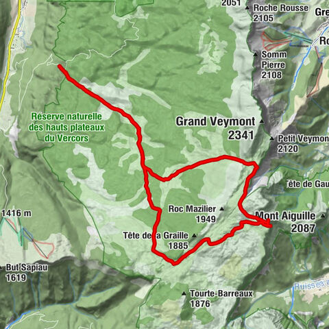 Rocher de Chamoux depuis le parking de la Coche, en boucle par le pied du Grand Veymont et retour par la cabane de Lau