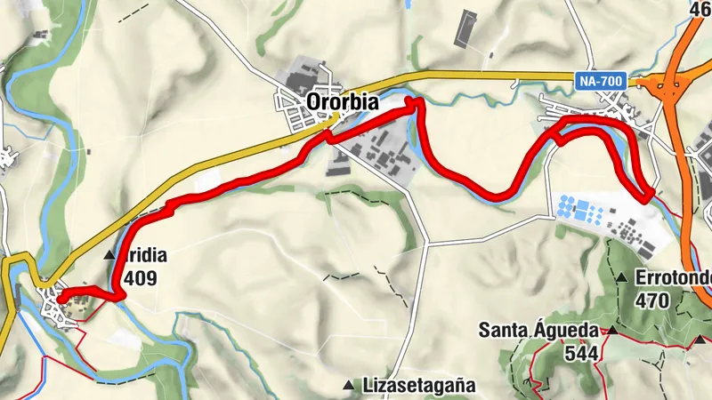 Arazuri - Ororbia - Ibero. Promenade fluviale de l'Arga