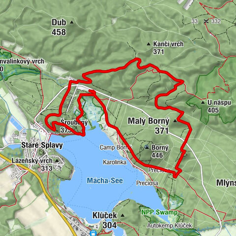 Doksy u Máchova jezera - Šroubený - Malý Borný - Havířský vrch