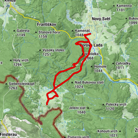 Chalupská Slat - Vyhlídka - svatý Jan Křtitel - Borová Lada