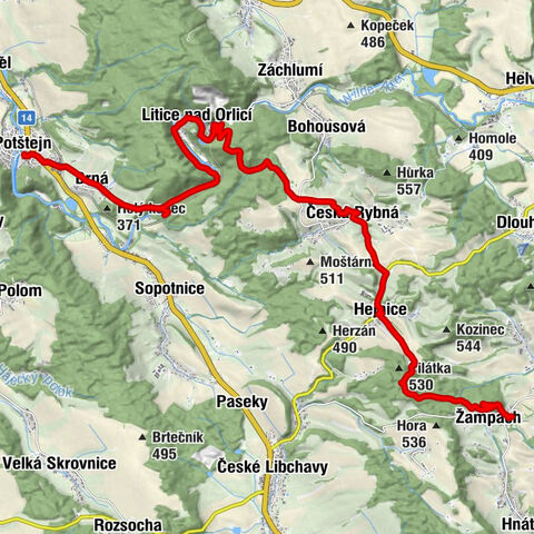 Žampach - Restaurace U Lucerny - Svatý Vavřinec - Potštejn