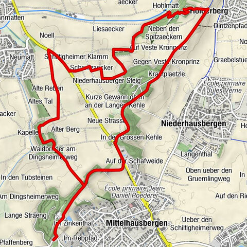 Auf den Neuweg - Oben auf den Klamm auf den Dingsheimerweg - Unten auf den Dingsheimerweg - Holderberg