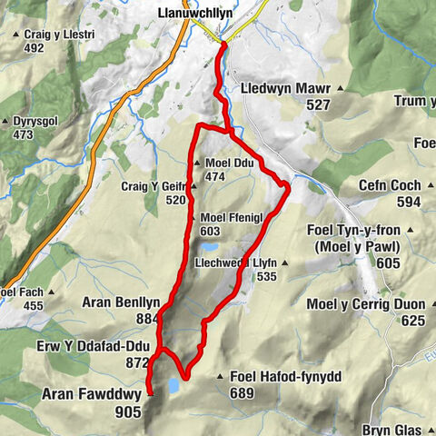 Llanuwchllyn - Aran Benllyn - Erw Y Ddafad-Ddu - Aran Fawddwy