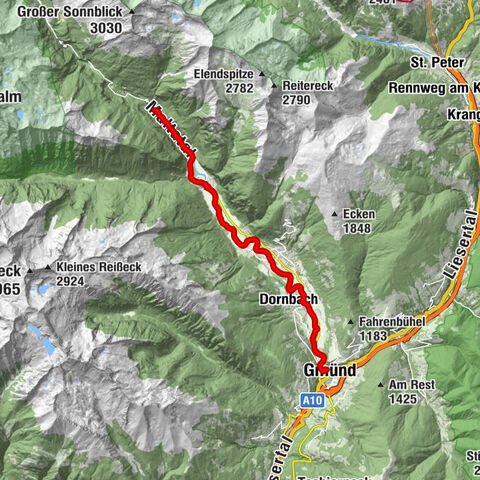 Parcours familial à vélo le long de la piste cyclable R9B Gmünd - Maltatal