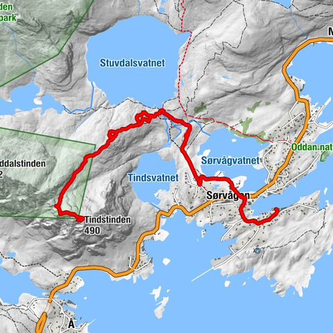 Neset - Tindstinden - Sørvågen - Moskenes