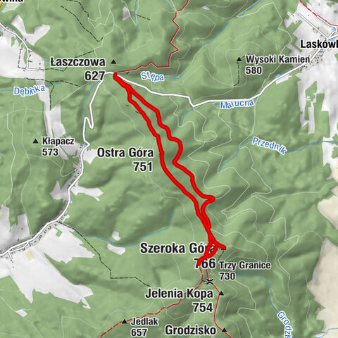 Przełęcz Łaszczowa - Kłodzka Góra - Szeroka Góra - Ostra Góra