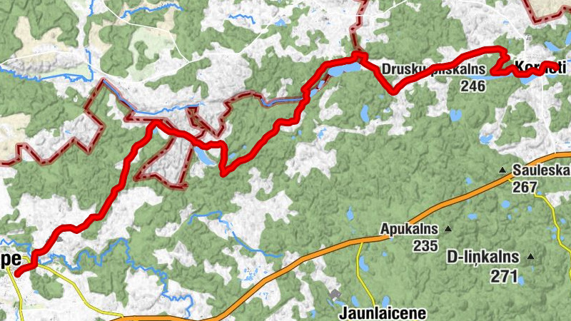 Ape - Drusku pilskalns - Dzērves kalns - Korneti