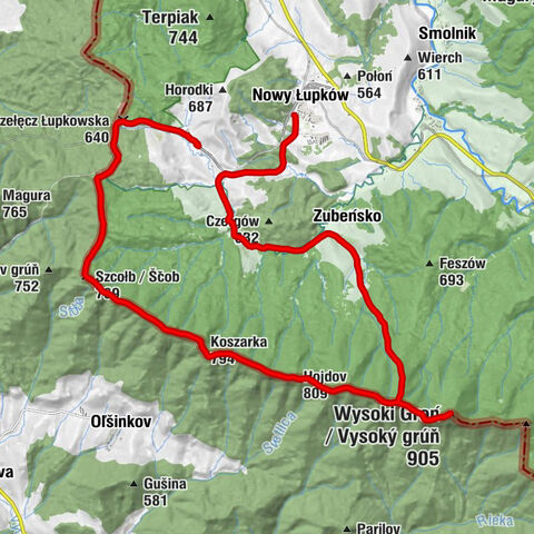 Łupków - Głęboki Wierch - Wysoki Groń / Vysoký grúň - Nowy Łupków