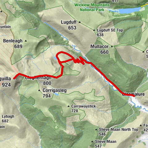 Glenmalure - Ballinafunshoge Waterfall - Cloghernagh - Lugnaquilla