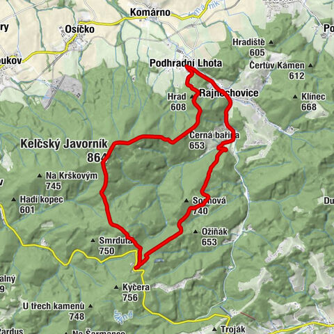 Podhradní Lhota - Kelčský Javorník - Jehelník - Čerňava