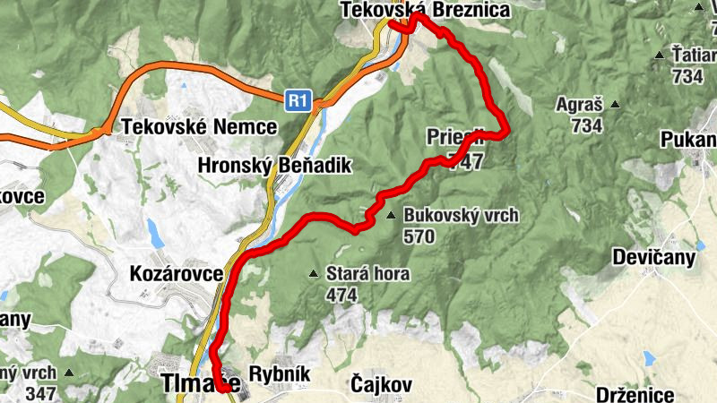 Tekovská Breznica - Hrádok - Priesil - Tlmače