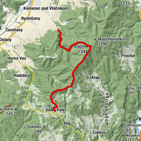 Bystričany - Vtáčnik - Kláštorská skala - Veľké Pole