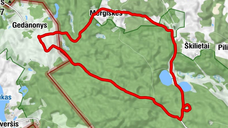 Aukštadvario seniūnija - Škilietai - Mergiškių alkakalnis - Stakliškių seniūnija