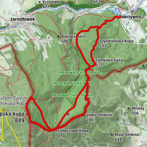 Pokrzywna - Zamkowa Góra - Velká Stříbrná - Biskupská kupa