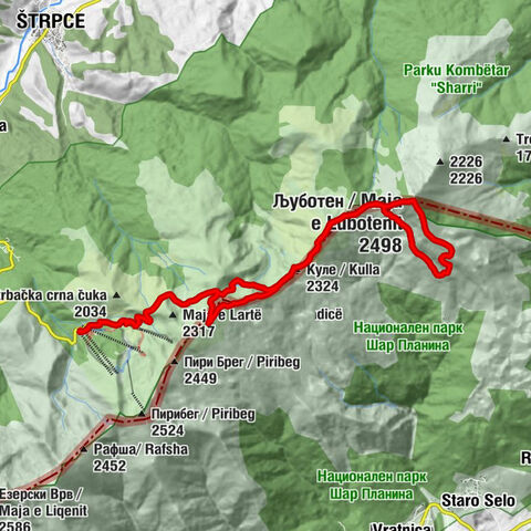 Brezovicë - Brezovica - Ливадица / Livadicë - Куле / Kulla - Љуботен / Maja e Lubotenit