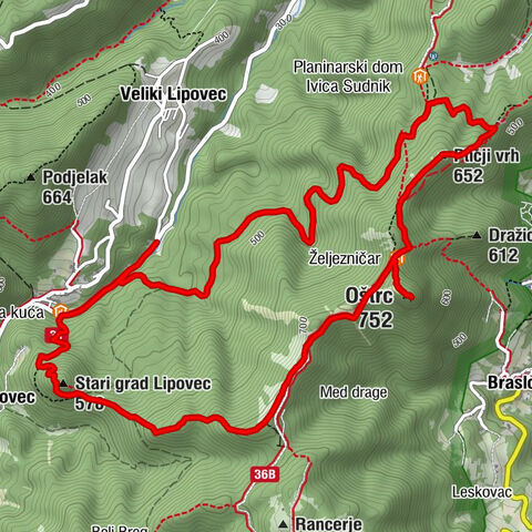 Mali Lipovec - Oštrc - Ptičji vrh - Braslovje