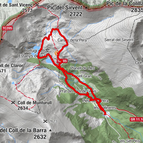 les Pollineres - Planell Gran - Salt d'aigua del Planell - Refugi dels Estanys de la Pera