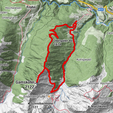 Randonnée circulaire Obergail - Gamskofel - Alm d'Obergail - Obergail