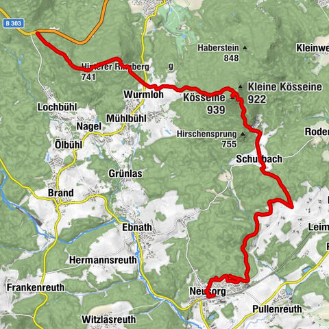 Neusorg - Kösseine - Hohe Matze - Tröstauer Forst-West