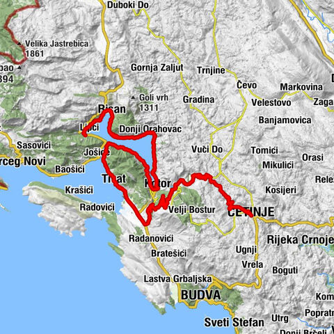 Morinj - Ilijina Glavica - Zanovjetni brijeg - Cetinje