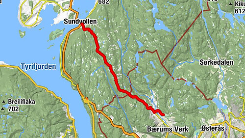 Sundvollen - Krokkleiva - Sandvika - Hellerud