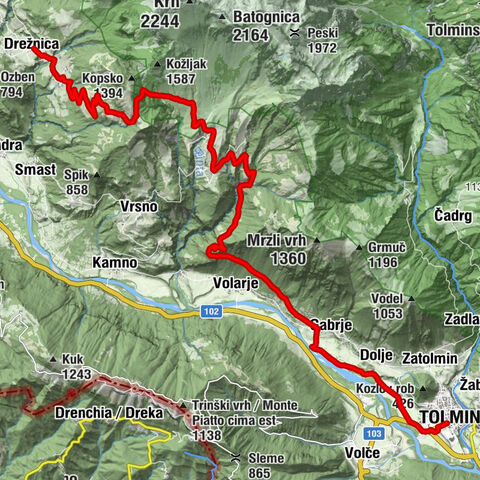 Etappe 26: Alpe-Adria-Trail: Drežnica - Tolmin