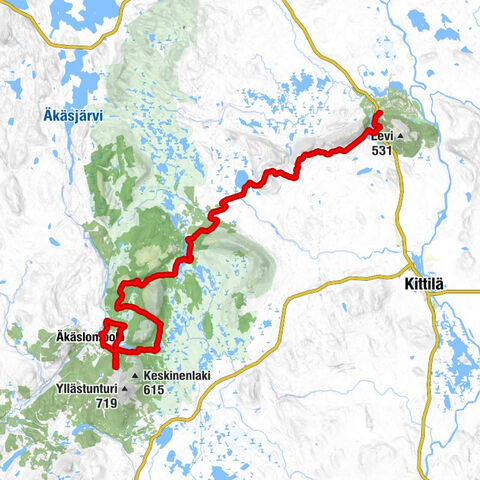 Tunturit - Kukastunturi - Aakenusjärvi kota - Sirkka