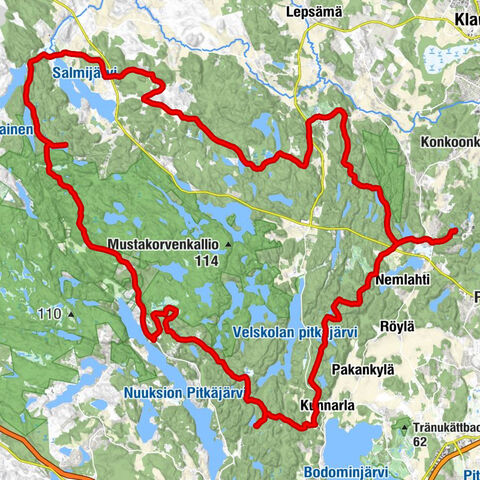 Korpilampi - Kuikunlääni - Ruskela - Kunnarla