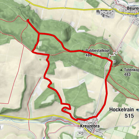Leinefelde-Worbis - Rabbestalkopf - Galgenberg - Kreuzebra
