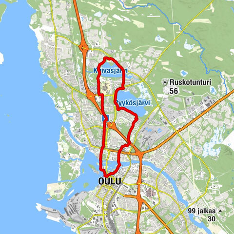 Oulu - Koskikeskus - Paloniemenranta - Pokkinen