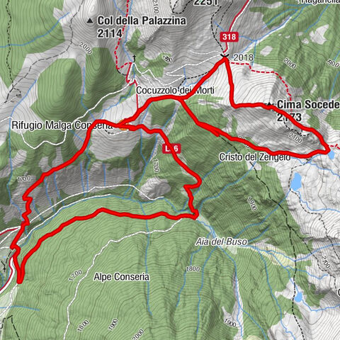 Scurelle - Rifugio Malga Consèria - Cocuzzolo dei Morti - Cima Socede