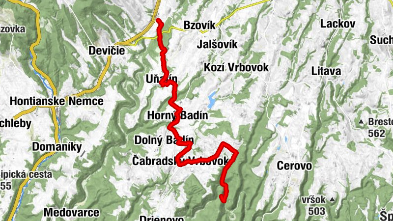 Uňatín - Horný Badín - Čabradský Vrbovok