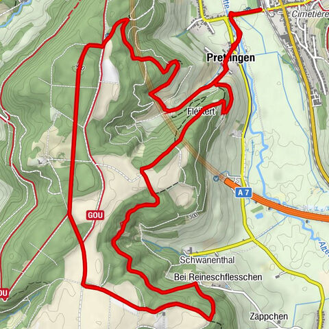 Lintgen - Prettingen - Schwanenthal - Fléikert
