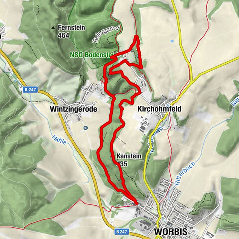 Worbis - Gasthof Bodenstein - Gelbe Klippe - Kanstein