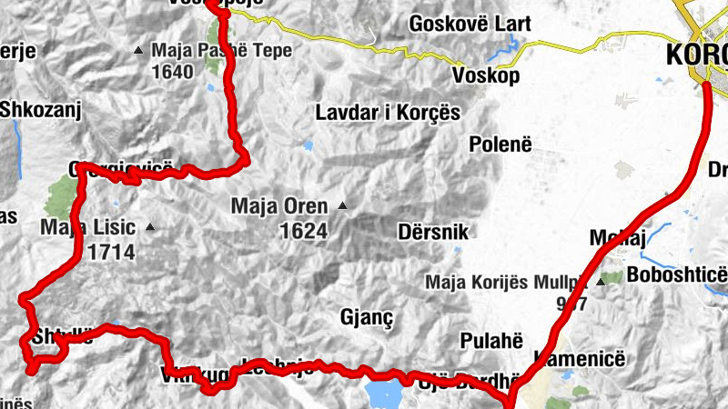 Korçë - Taverna - Maja Kurorës - Voskopojë