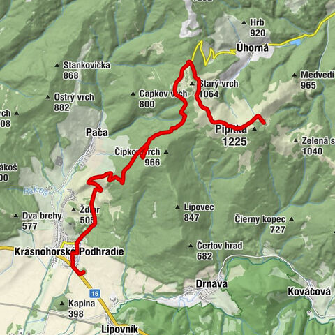 Krásnohorské Podhradie - Úhornianske sedlo - Malá Pipitka - Prameň Pipitka