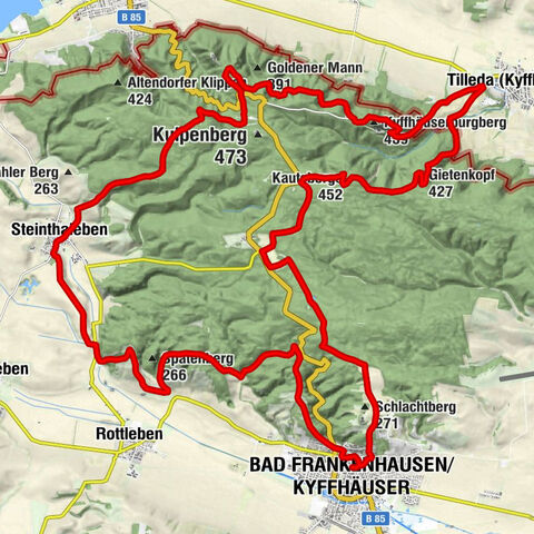 Bad Frankenhausen/Kyffhäuser - Bärenköpfe - Kyffhäuserburgberg - Kautsberge