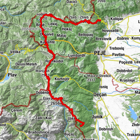 Komuna e Pejës / Opština Peć - Hajla / Hajlë - Gjeravicë - Komuna e Gjakovës / Opština Ðakovica