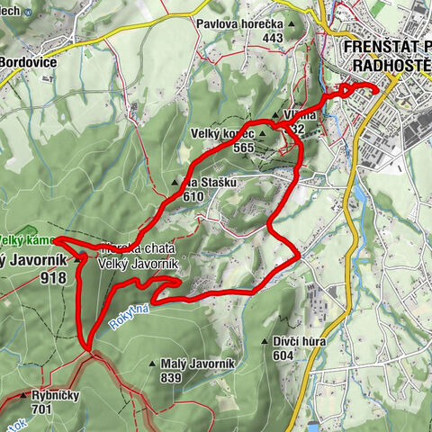Frenštát pod Radhoštěm - Na Stašku - Velký Javorník - Horská chata Velký Javorník