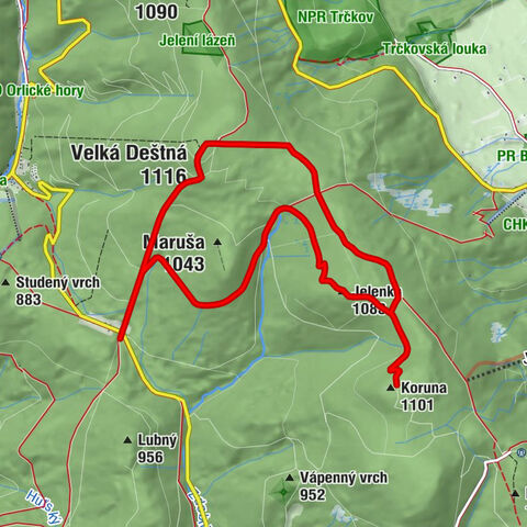 Luisino údolí - Jelenka - Koruna - Velká Deštná