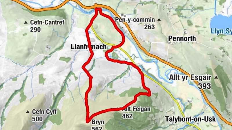 Llanfrynach - Bryn - Allt Feigan - Talybont-on-Usk