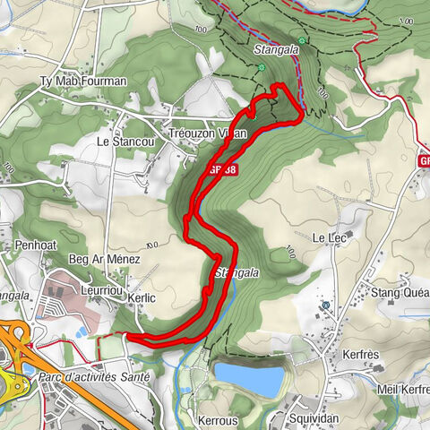 Quimper - Tréouzon Vihan - Gorges du Stangala