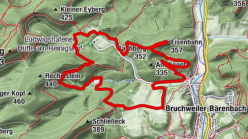 Bruchweiler-Bärenbach - Rauhberg - Eisenbahn - Kaiserslauterer Hütte DAV