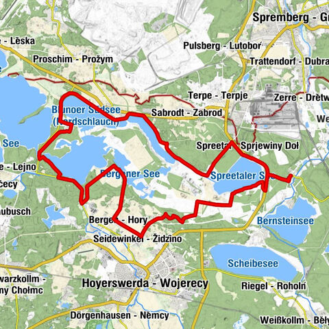 Burgneudorf - Nowa Wjes - Spreetal - Sprjewiny Doł - Sveda Hof - Hoyerswerda - Wojerecy