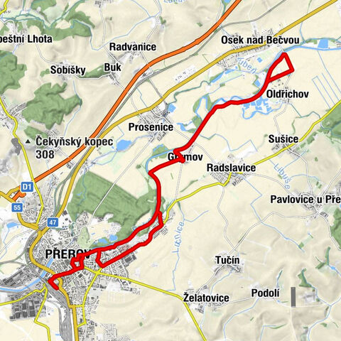 Přerov - Kozlovice - Grymov