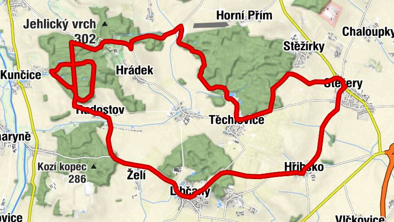 Stěžery - Těchlovice - Nový Přím - kaple