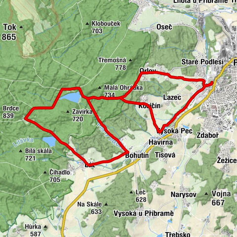 Příbram - Vysoká Pec - Havírna - Ševčínský důl